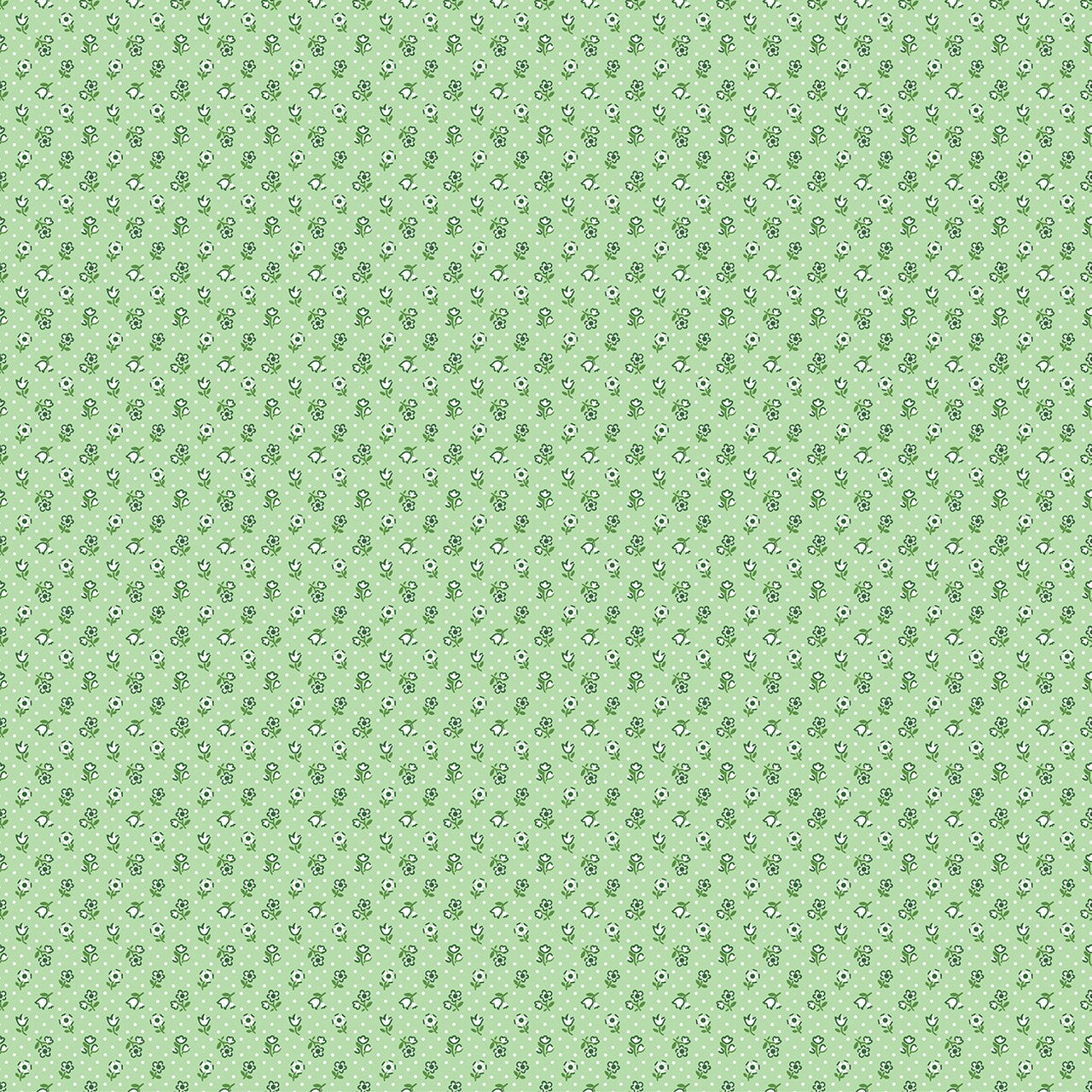 Fabric Poppie Cotton Green Flower Freckles Flower Market by the Quarter Yard FM25422